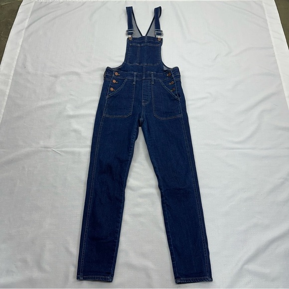 Madewell Women’s size Small Dark Blue Denim Jean Stretch Overalls - Picture 10 of 13